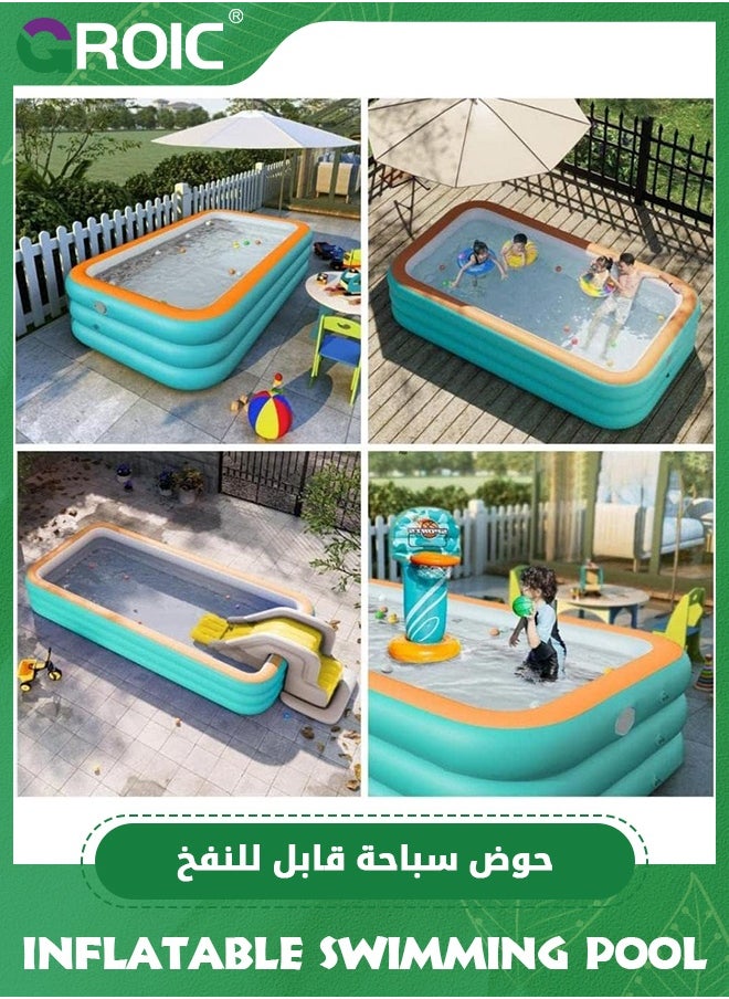 Inflatable Pool,210*140*56cm Extra Large Blow Up Pool with Pump, Full Size Family Swimming Pools for Backyard Garden Indoor Outdoor