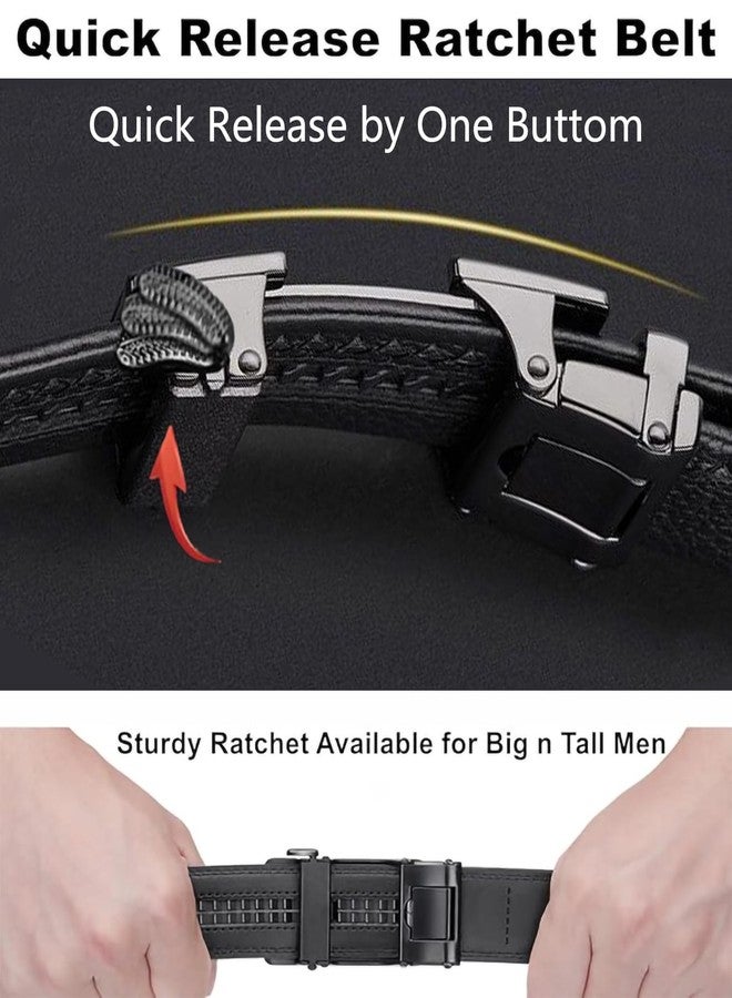 VJK Men's Leather Belt Ratchet Belt Dress with Premium Leather Slide Belt with Easier Adjustable Automatic Buckle Casual Accessories for Every Occasion (49in) - Image 4