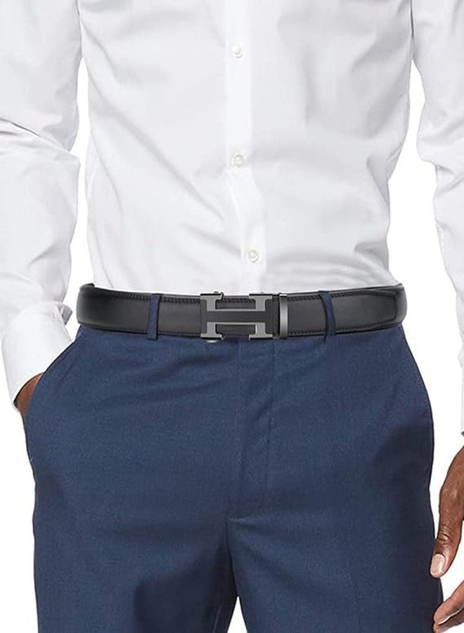 VJK Men's Leather Belt Ratchet Belt Dress with Premium Leather Slide Belt with Easier Adjustable Automatic Buckle Casual Accessories for Every Occasion (49in) - Image 2