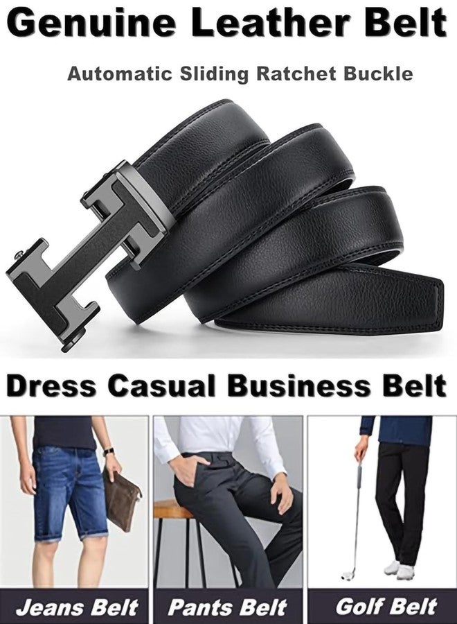 VJK Men's Leather Belt Ratchet Belt Dress with Premium Leather Slide Belt with Easier Adjustable Automatic Buckle Casual Accessories for Every Occasion (49in) - Image 3