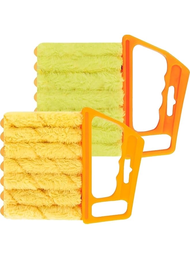erorex Blind Cleaner Duster Tool, 7 Finger Dusting Cleaner Tool for Window Venetian, Washable Mini Cleaner Brush, Hand Held Cleaner Tool for Air Conditioner Wood Blinds Dust Dirt (Orange-yellow) - Image 1