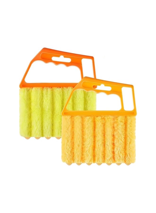 erorex Blind Cleaner Duster Tool, 7 Finger Dusting Cleaner Tool for Window Venetian, Washable Mini Cleaner Brush, Hand Held Cleaner Tool for Air Conditioner Wood Blinds Dust Dirt (Orange-yellow) - Image 3