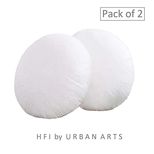 HFI Urban Arts Round Cushion Fillers - Pack of 2 Pcs, 16 x 16 Inches, White | Round Cushion for Sofa, Round Cushion for Bed, Guest Room - Image 2