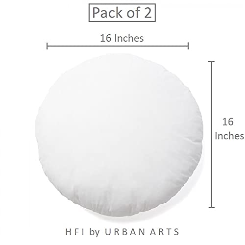 HFI Urban Arts Round Cushion Fillers - Pack of 2 Pcs, 16 x 16 Inches, White | Round Cushion for Sofa, Round Cushion for Bed, Guest Room - Image 3