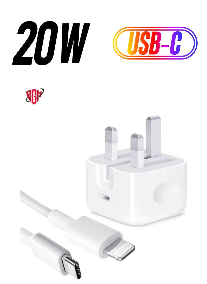 BGM - MFi Certified‘ iPhone 20W Charger Plug and 2M USB C to Lightning Cable PD Fast Charger USB C Plug Data Lead Compatible with iPhone 14/14 Plus/14 Pro/14 Pro Max/13/12/11/11 Pro/XS Max/XR/X/8/7/iPad - Image 1