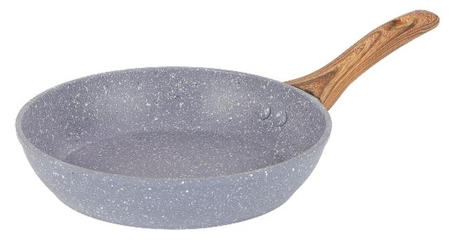 ديلكاسا مقلاة ديلكاسا الأساسية مقاس 22 سم، هيكل من الألومنيوم القوي مع طلاء الجرانيت ومقبض باكليت بلمسة نهائية خشبية مقاومة للحرارة - Image 1