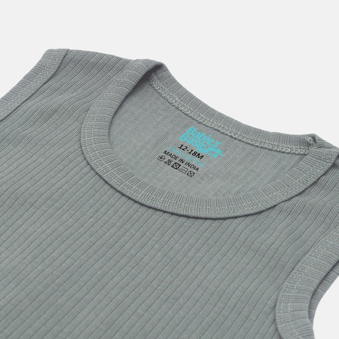 Babies Basic Pack of 3 - Premium Ribbed Cotton Sleeveless Romper - Image 5