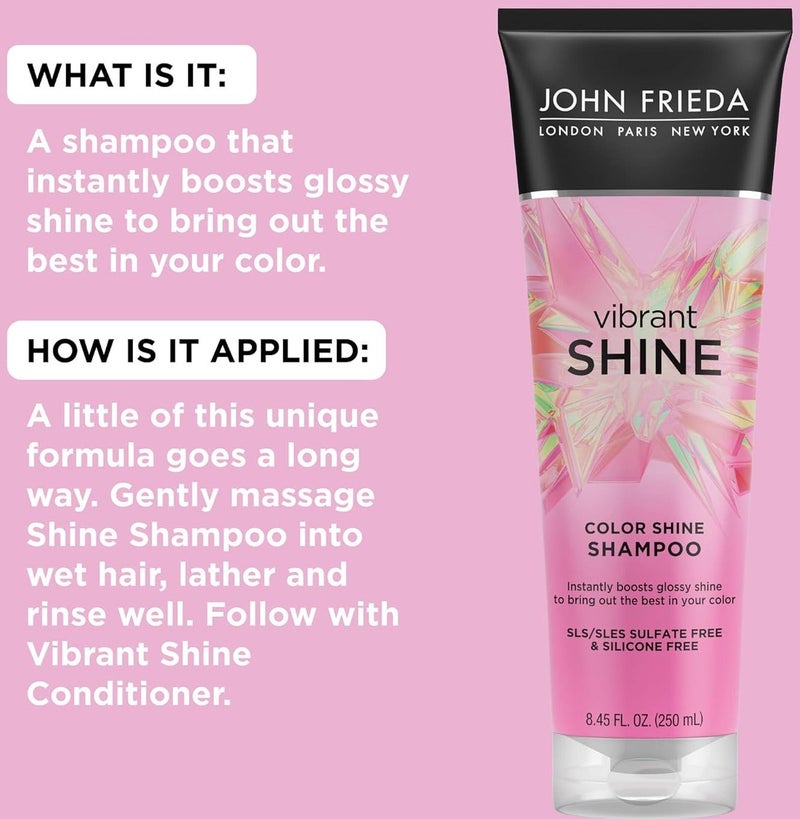 John Frieda Vibrant Shine Color Shine Shampoo SLS/SLES Sulfate Free and Silicone Free 250ML - Image 3