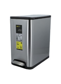 EKO Soft Closing Lid Round Ecofly Step Trash Can Silver 15 L EK9377MT-15L  - Image 2