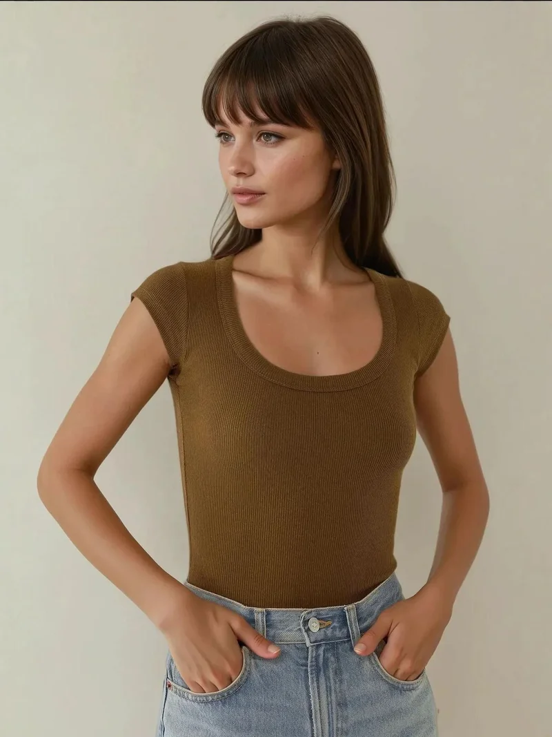 HICCUP Slim Fit Crew Neck Crop T-Shirt