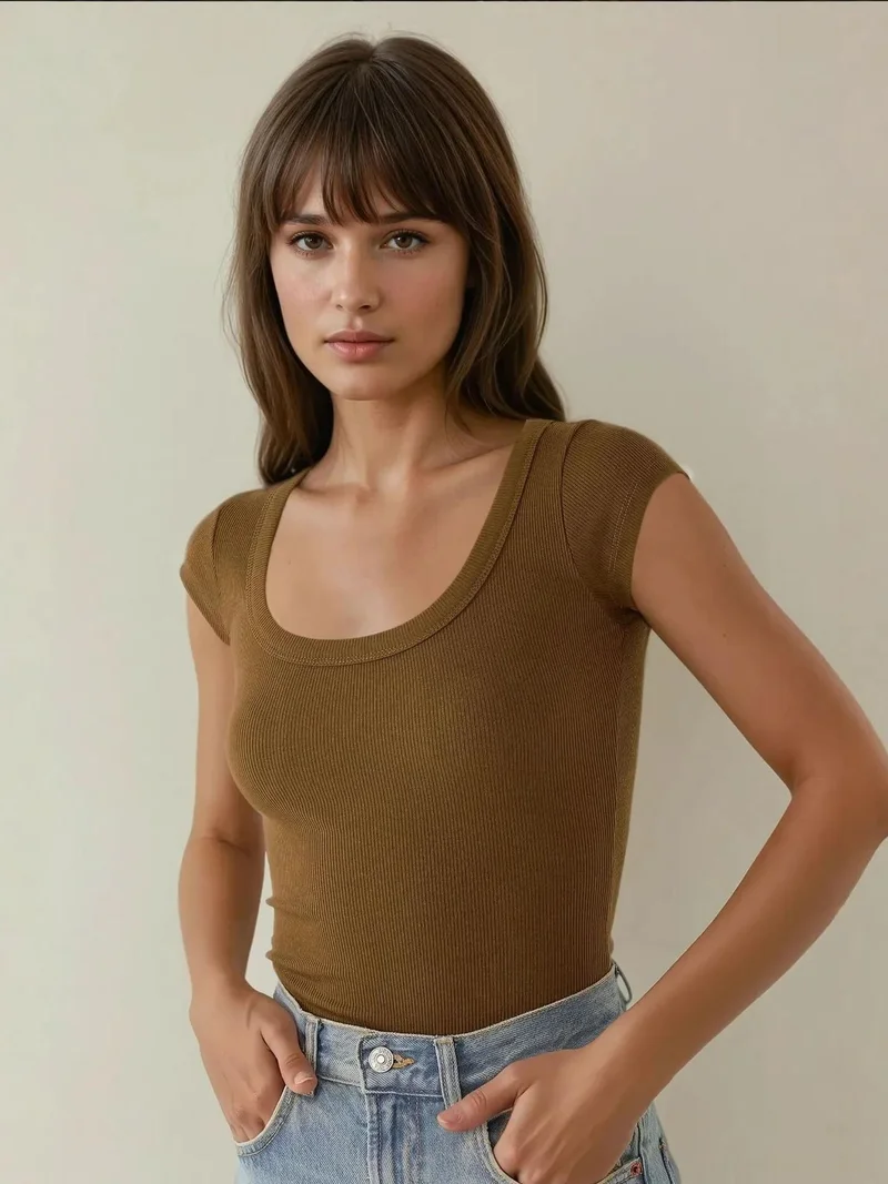 HICCUP Slim Fit Crew Neck Crop T-Shirt