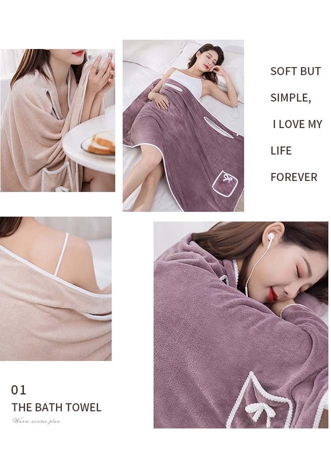 1pc Wearable Bath Towel Bowknot Coral Velvet Bath Skirt For Adults Water Absorption Quick Drying, Bath Towel No Hair Loss Bath Supplies  - Image 4