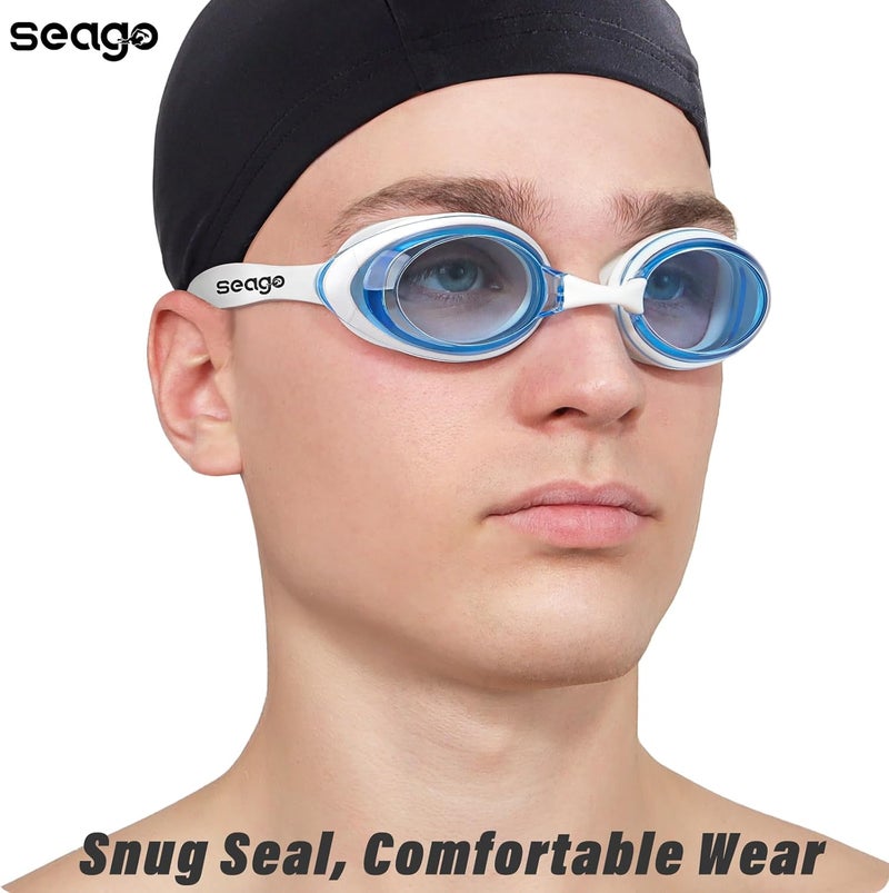 Seago 2 Pack Swimming Goggles Anti-fog Anti-UV Silicone Swim Goggles Adult Women Men - Image 2
