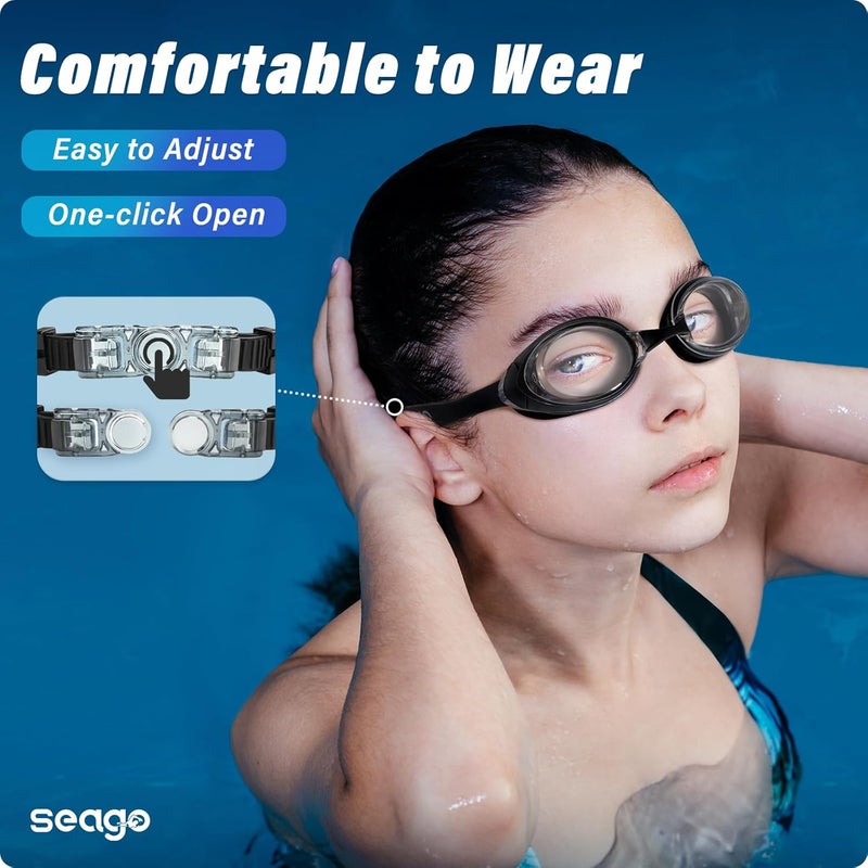 Seago 2 Pack Swimming Goggles Anti-fog Anti-UV Silicone Swim Goggles Adult Women Men - Image 3