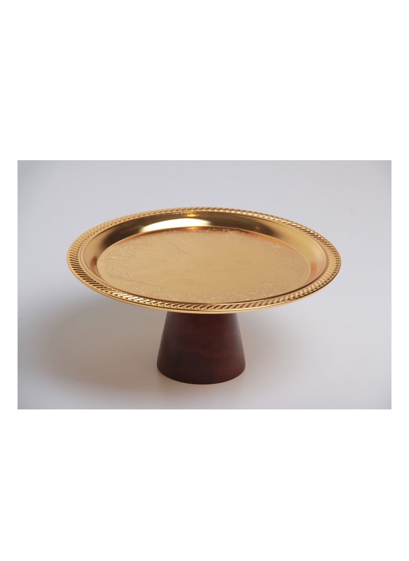 Generic - Cake and sweets stand with a wooden base, in a luxurious and modern design, golden/brown - Image 1