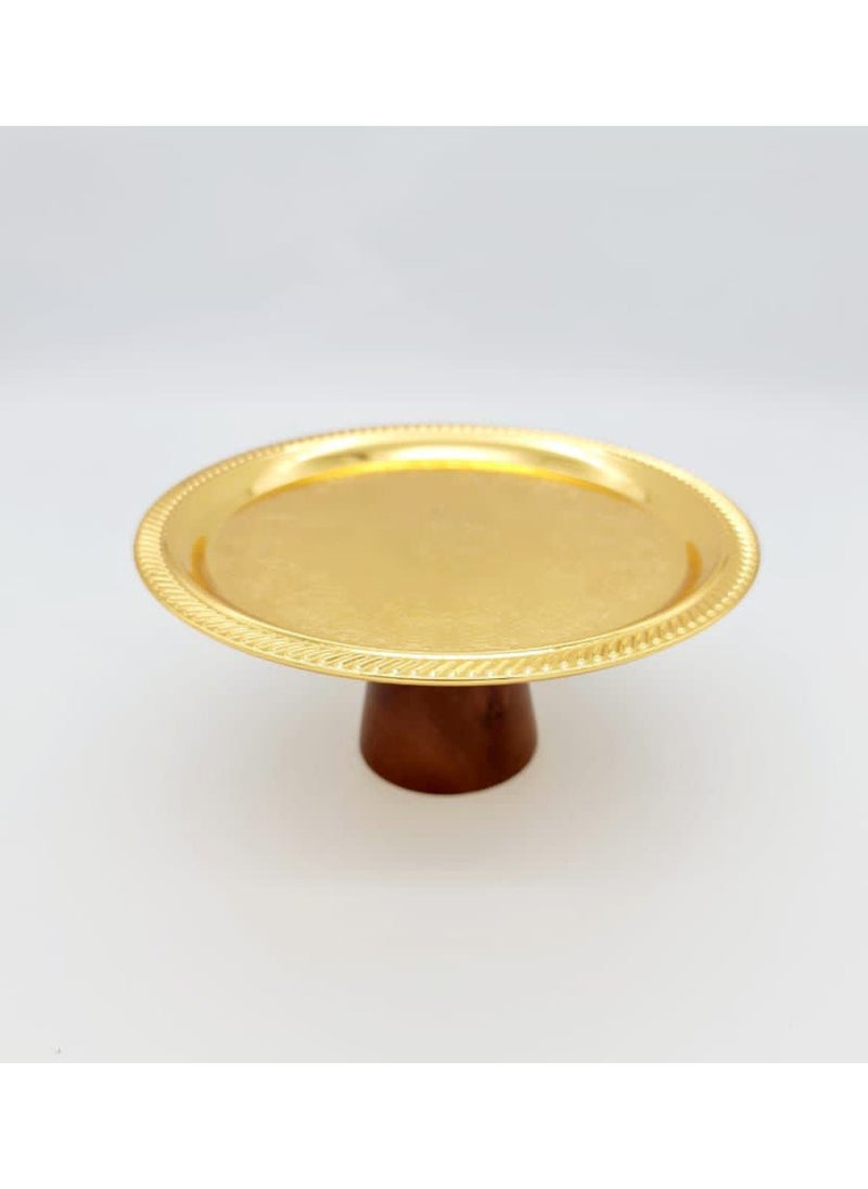 Generic - Cake and sweets stand with a wooden base, in a luxurious and modern design, golden/brown - Image 1