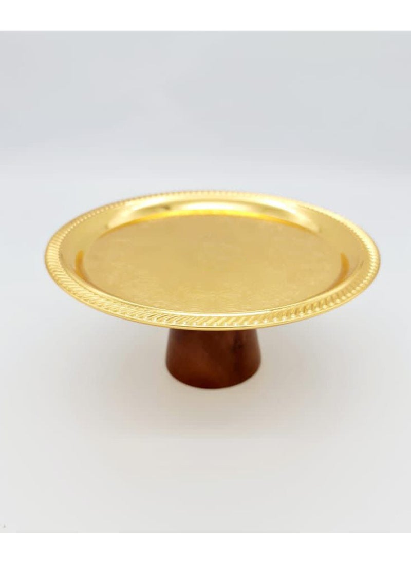 Generic - Cake and sweets stand with a wooden base, in a luxurious and modern design, golden/brown - Image 1