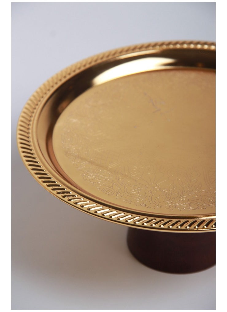 Generic - Cake and sweets stand with a wooden base, in a luxurious and modern design, golden/brown - Image 1