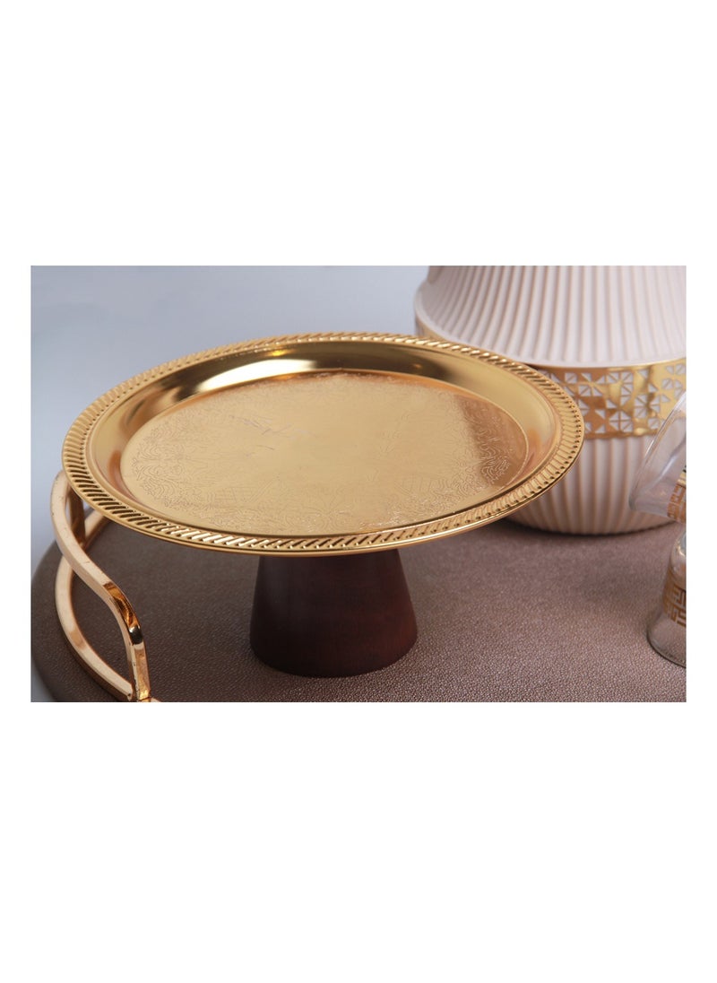 Generic Cake and sweets stand with a wooden base, in a luxurious and modern design, golden/brown  - Image 2