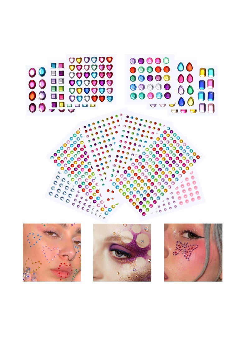 SYOSI - Rhinestone Stickers Self-Adhesive Jewels Gems Crystal Bling Jewel for DIY Craft Nail Body Makeup Festival Muticolor Assorted Size 1141Pcs - Image 1