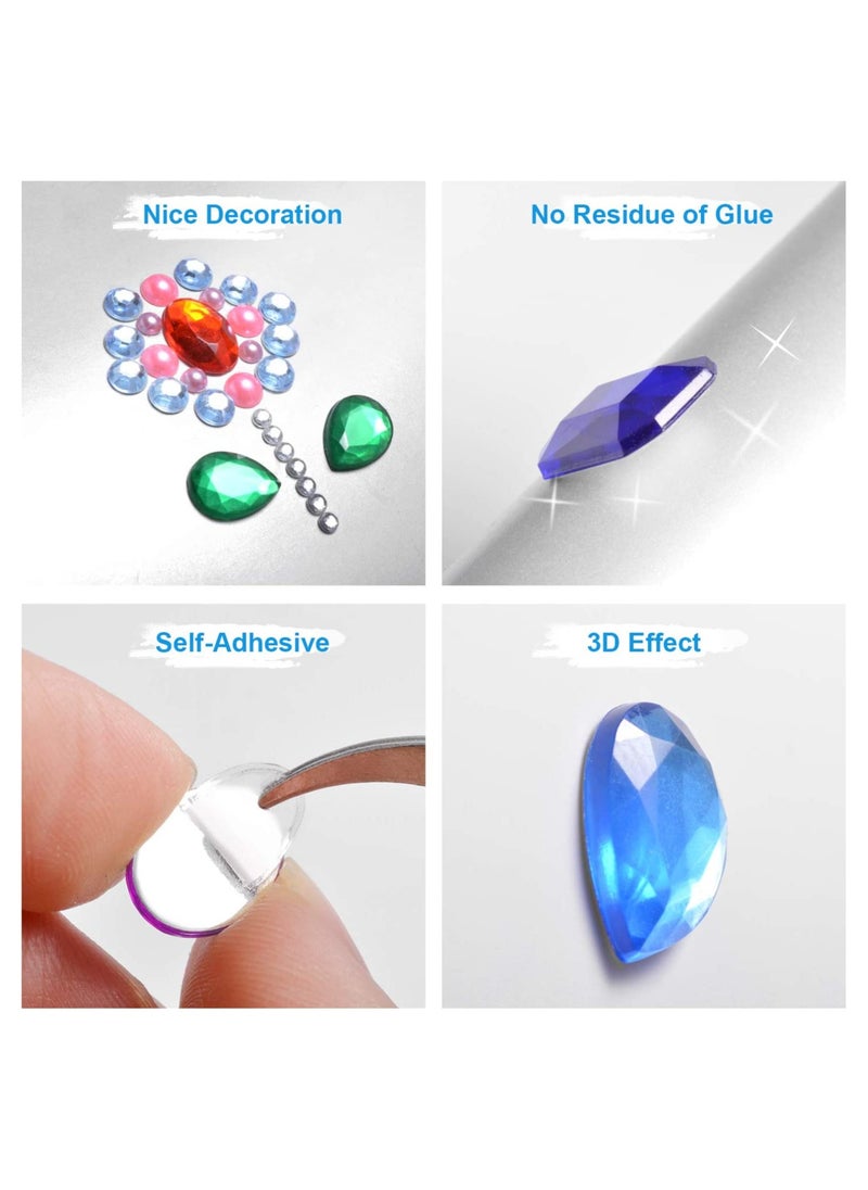 SYOSI - Rhinestone Stickers Self-Adhesive Jewels Gems Crystal Bling Jewel for DIY Craft Nail Body Makeup Festival Muticolor Assorted Size 1141Pcs - Image 1
