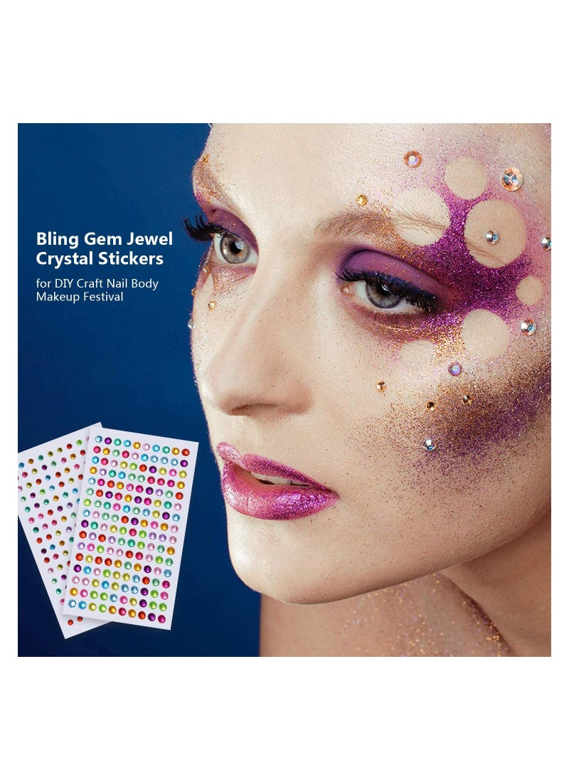 SYOSI - Rhinestone Stickers Self-Adhesive Jewels Gems Crystal Bling Jewel for DIY Craft Nail Body Makeup Festival Muticolor Assorted Size 1141Pcs - Image 1