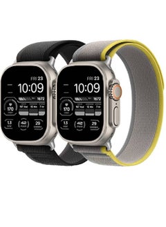 Nylon Weave Sport Loop Men Women Adjustable Pull Tab Strap For Apple Ultra Watch 49mm Black/Grey