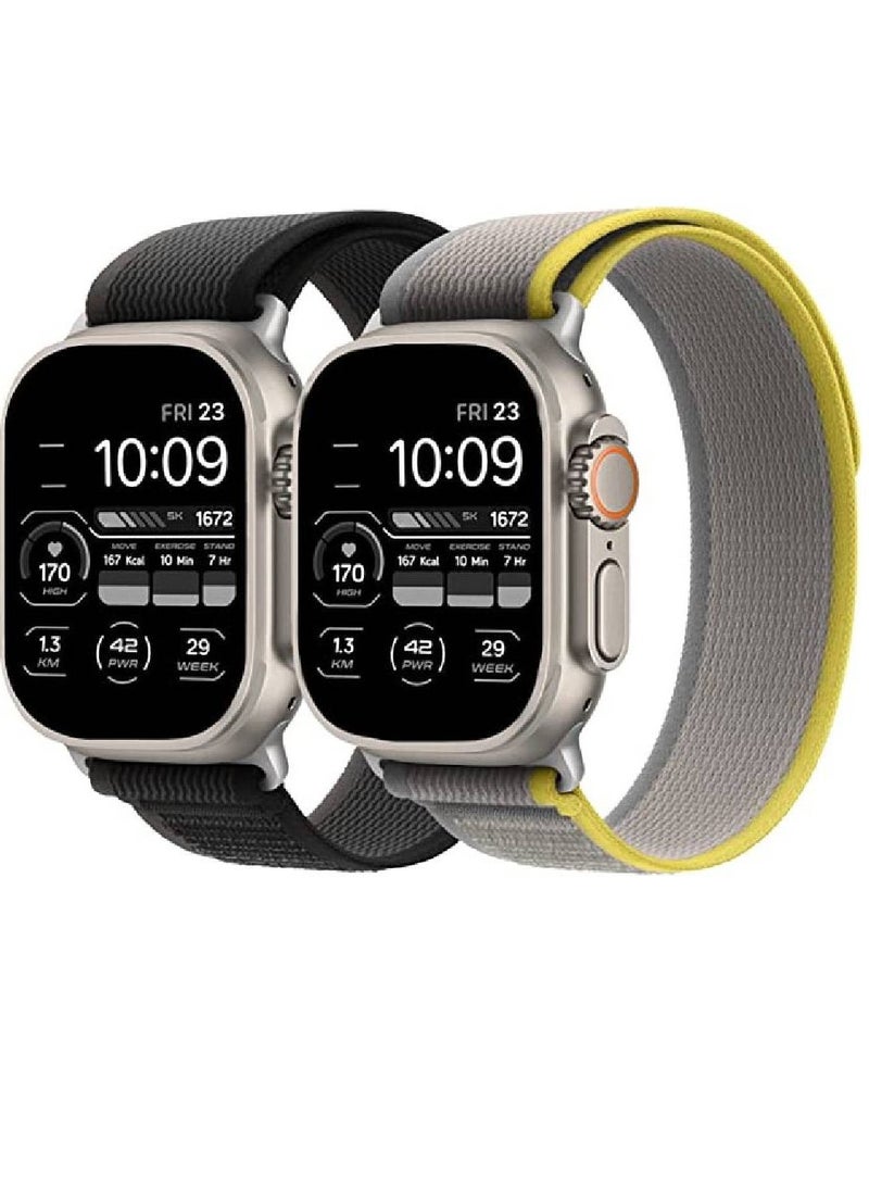 GENNEXT - Nylon Weave Sport Loop Men Women Adjustable Pull Tab Strap For Apple Ultra Watch 49mm Black/Grey - Image 1