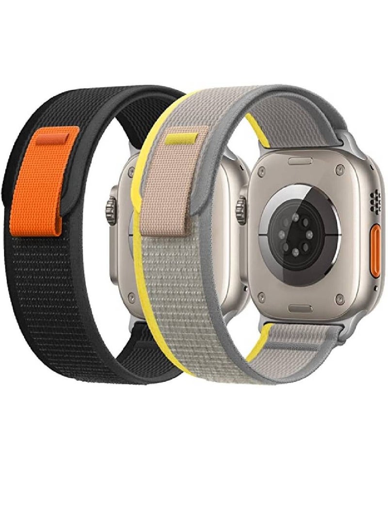 GENNEXT - Nylon Weave Sport Loop Men Women Adjustable Pull Tab Strap For Apple Ultra Watch 49mm Black/Grey - Image 1