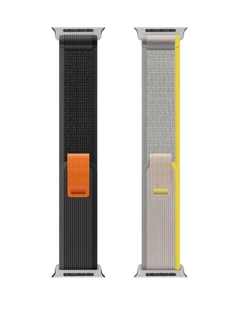 GENNEXT - Nylon Weave Sport Loop Men Women Adjustable Pull Tab Strap For Apple Ultra Watch 49mm Black/Grey - Image 1