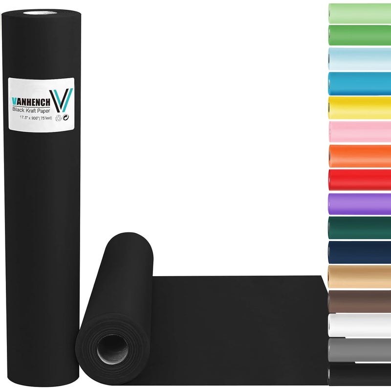 Vanhench Black Wrapping Paper 175 x 963 80 14FT Art Paper Birthday Bouquet Flower Wrapping 80GSM 55LB