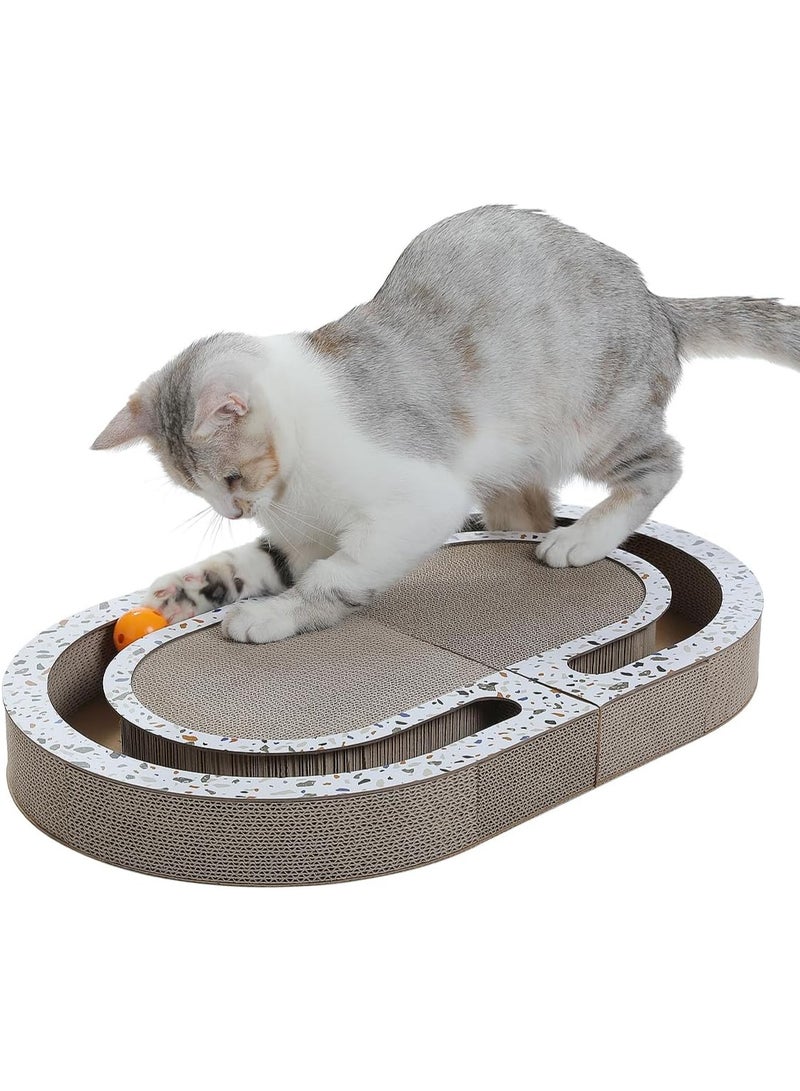 Alissa Foldable Scratching Board for Cats with 2 Bell Balls, Nail Sharpener, Claw Sharpner, Cat Toy Scratching Mat for Indoor Cats as Furniture Protection (Foldable Oval) - Image 2