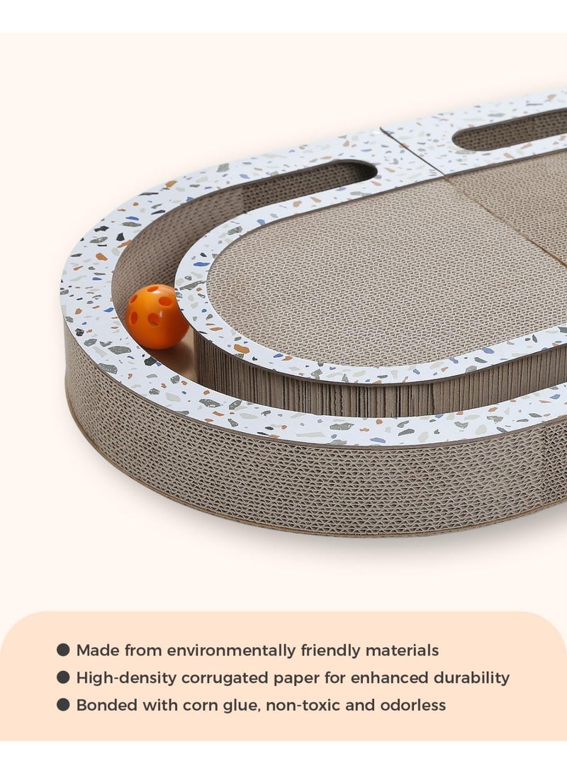 Alissa Foldable Scratching Board for Cats with 2 Bell Balls, Nail Sharpener, Claw Sharpner, Cat Toy Scratching Mat for Indoor Cats as Furniture Protection (Foldable Oval) - Image 4