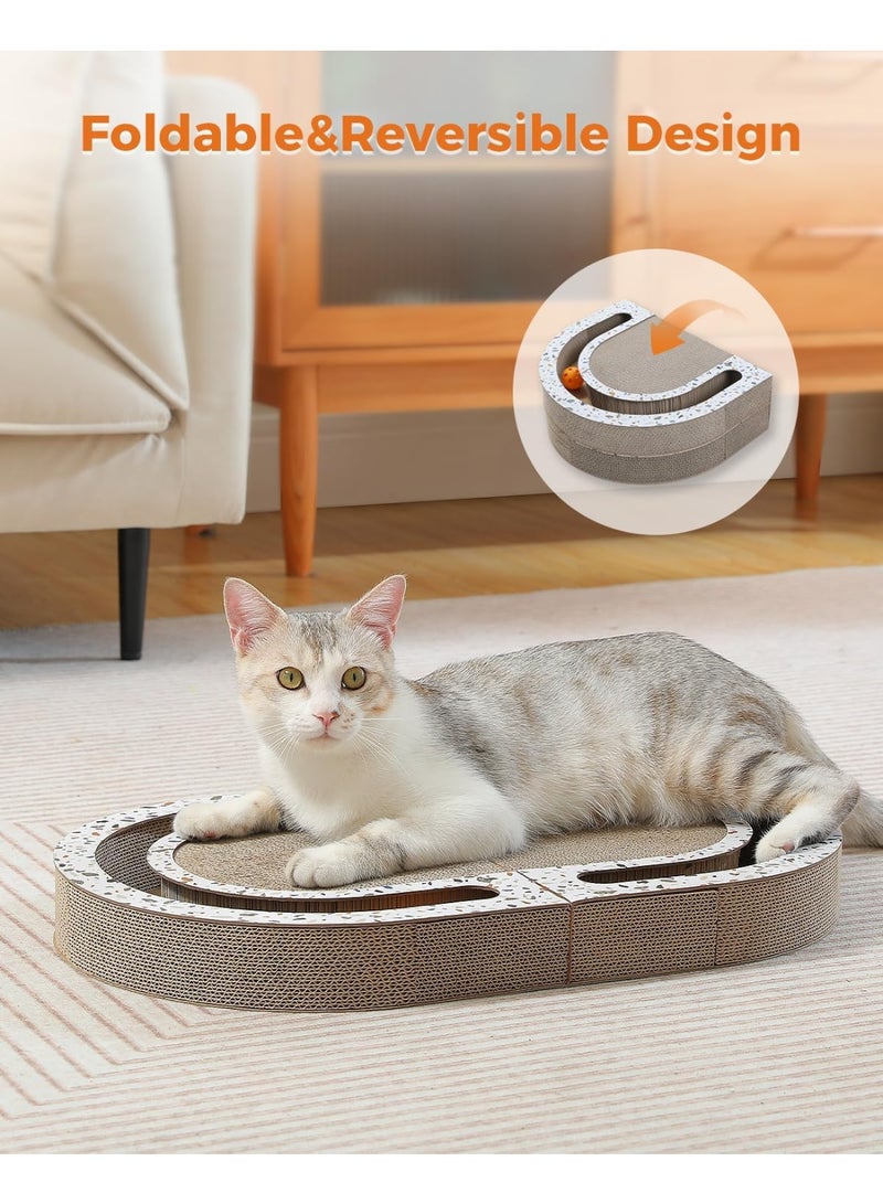 Alissa Foldable Scratching Board for Cats with 2 Bell Balls, Nail Sharpener, Claw Sharpner, Cat Toy Scratching Mat for Indoor Cats as Furniture Protection (Foldable Oval) - Image 3
