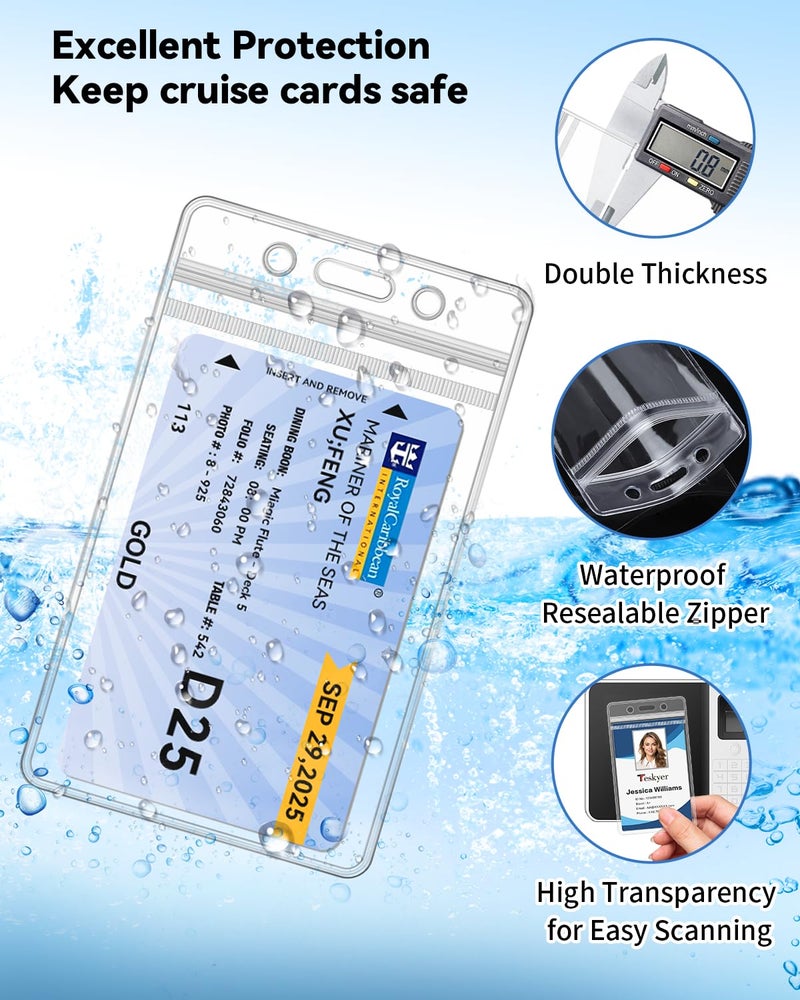 Teskyer 5 Pack Cruise Lanyard with Waterproof ID Badge Holders for Ship Key Cards, Cruise Essentials for Royal Caribbean, Carniva, Princess (Mix) - Image 5