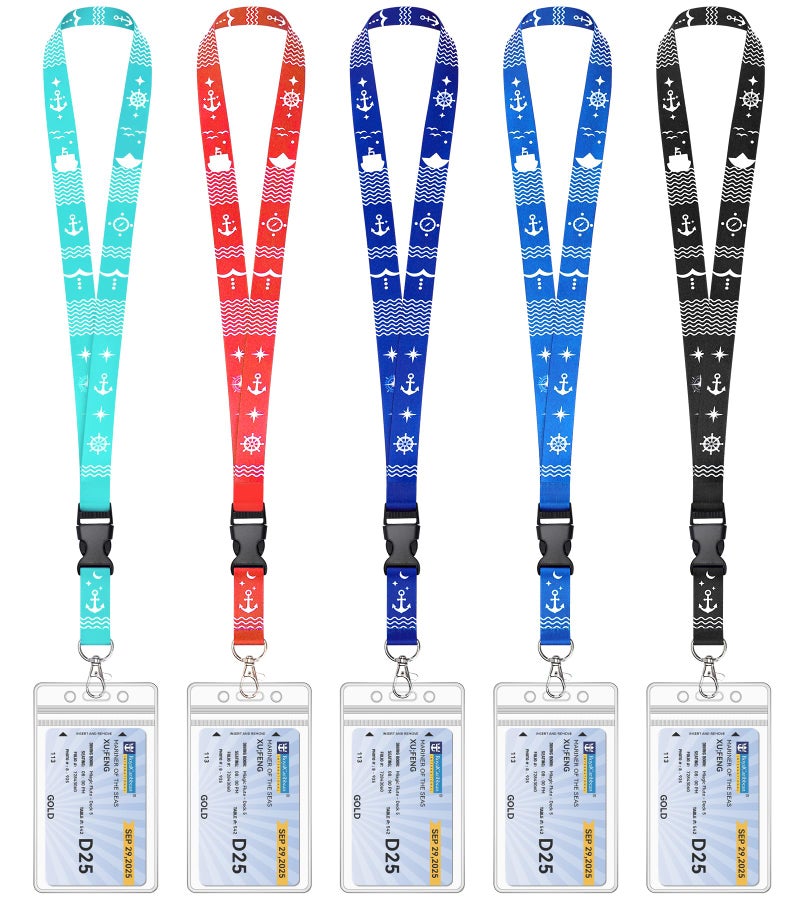 Teskyer 5 Pack Cruise Lanyard with Waterproof ID Badge Holders for Ship Key Cards, Cruise Essentials for Royal Caribbean, Carniva, Princess (Mix) - Image 1