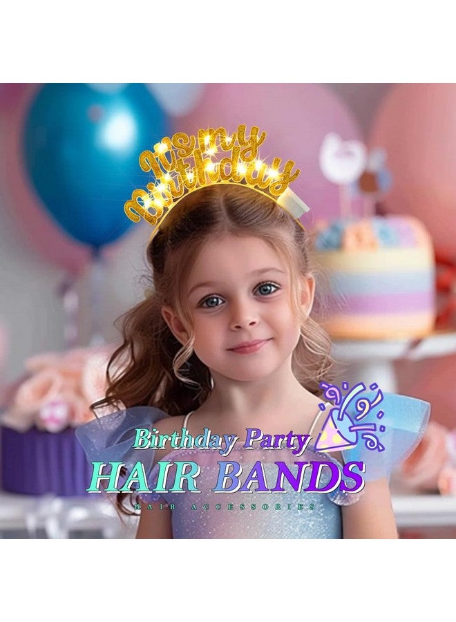 زوي ستار عصابة رأس مضيئة لأعياد الميلاد السعيدة مع أضواء LED متوهجة لحفلات أعياد الميلاد وعصابات شعر لامعة للنساء (ذهبي، مقاس واحد) - Image 2