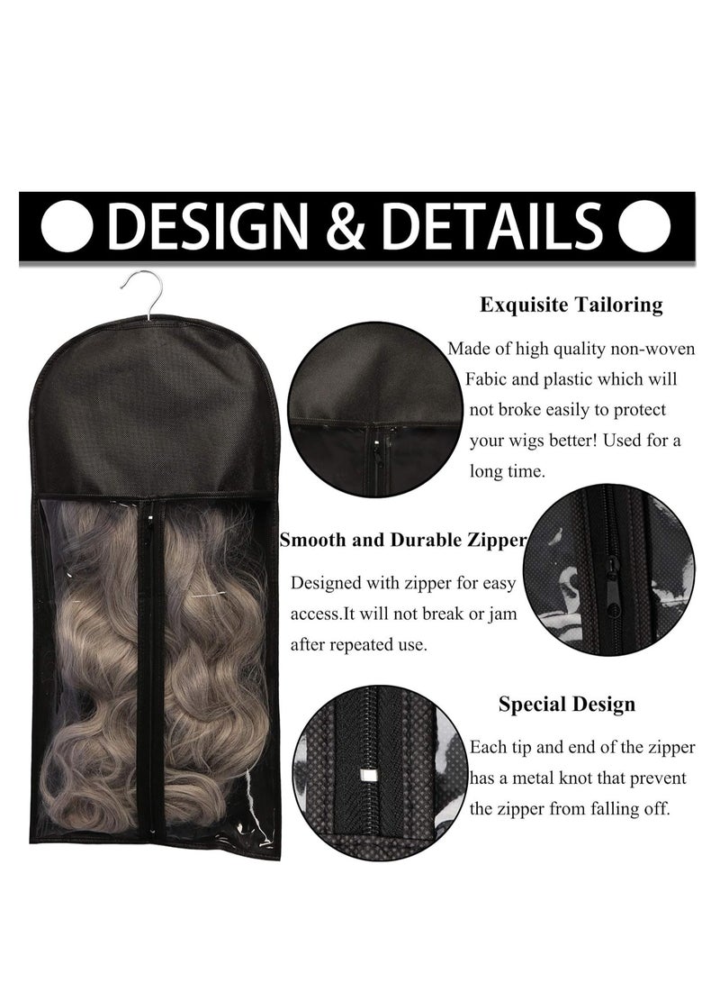 2-PCS Storage Bag, Folding Storage Bags with Wooden Hanger, Dust Proof Portable Storage Bag Carrier With Strong Durable Zipper Black  - Image 3