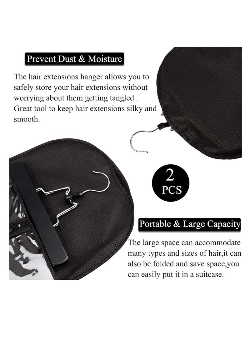 2-PCS Storage Bag, Folding Storage Bags with Wooden Hanger, Dust Proof Portable Storage Bag Carrier With Strong Durable Zipper Black  - Image 5