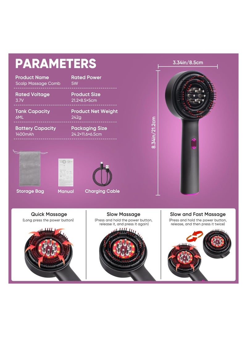 SOLARAE ترقية 2 في 1 موزع زيت الشعر، مشط موزع لفروة الرأس، موزع زيت لفروة الرأس، فرش كهربائية لنمو الشعر، موزع زيت الشعر مع مساج لفروة الرأس، موزع زيت مقاوم للماء IPX7 للشعر - Image 4