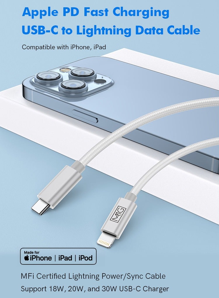 iPhone Charger Cable 2M 【MFi Certified】 USB C to Lightning Cable Fast Charging braided Power Delivery PD 20W iPhone Cable for iPhone 14/14 Pro/14 Plus/14 Pro Max, iPad Pro, iPhone 8-13 All Series - Image 2