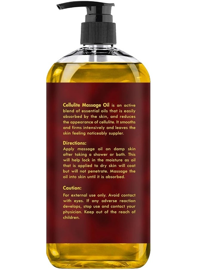 Majestic Pure - MAJESTIC PURE Cellulite Massage Oil - with Vegan Collagen & Stem Cells, Unique Blend of Massage Essential Oils - Anti Cellulite Oil Improves Skin Tightening and Firming, 8 fl oz - Image 1