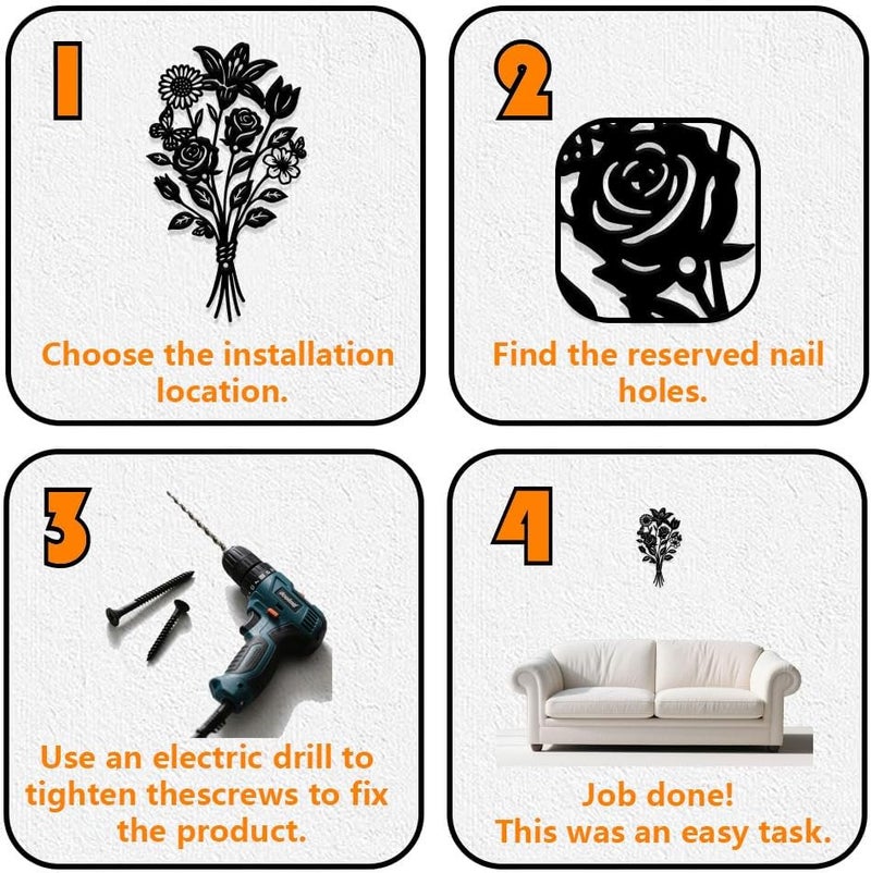 All condition fit UNICRAFTALE Flower Wall Decor Decoraions Metall Wall Art Signs Hanging Flowers Wall Decor Metal Floral Leaf Art Decorative for Home Living Room Dining Room Bathroom Decoration Salt mist resistant - Image 4