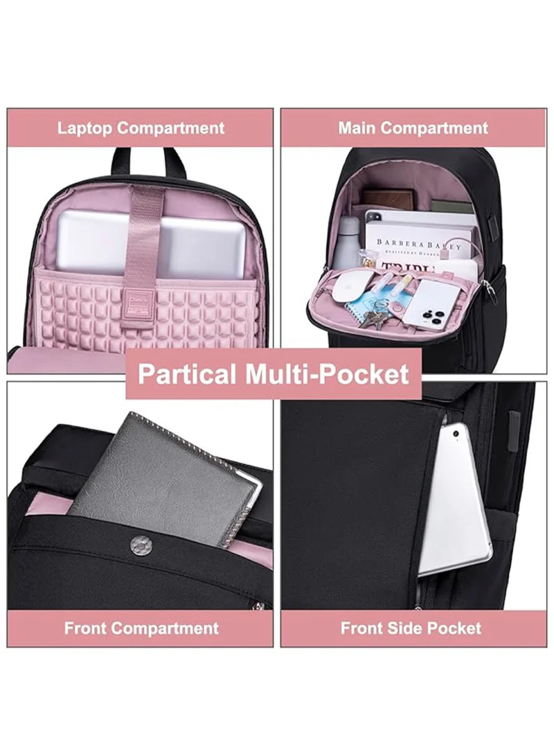 Chantria Light Pink Premium Lightweight Laptop Backpack for Women Water Resistant Multifunctional Anti-Theft Daypack with Built in USB Port, CB00633 - Light Pink  | Best Price UAE