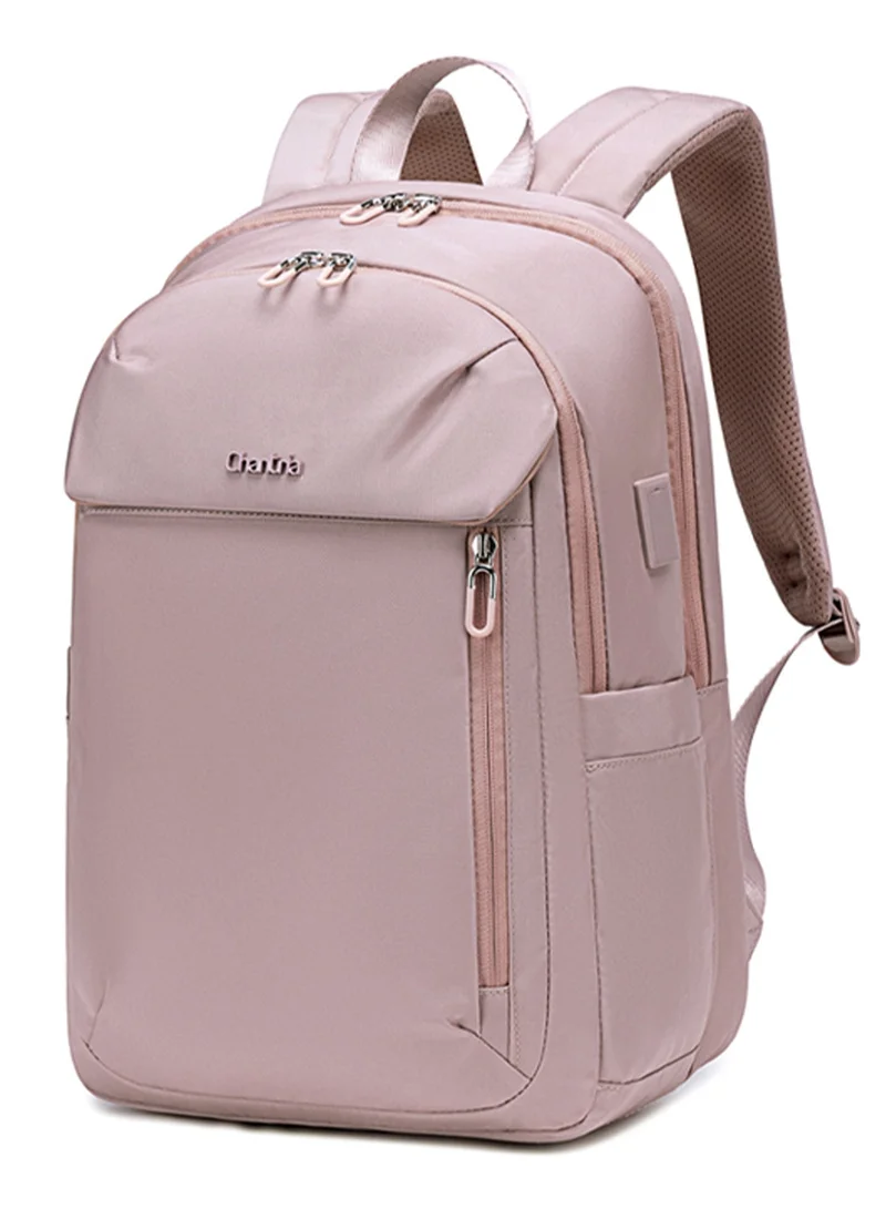 Chantria Premium Lightweight Laptop Backpack for Women Water Resistant Multifunctional Anti-Theft Daypack with Built in USB Port, CB00633 - Light Pink