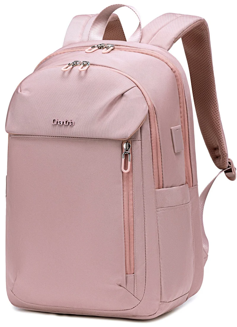 Chantria Premium Lightweight Laptop Backpack for Women Water Resistant Multifunctional Anti-Theft Daypack with Built in USB Port, CB00633, Light Pink