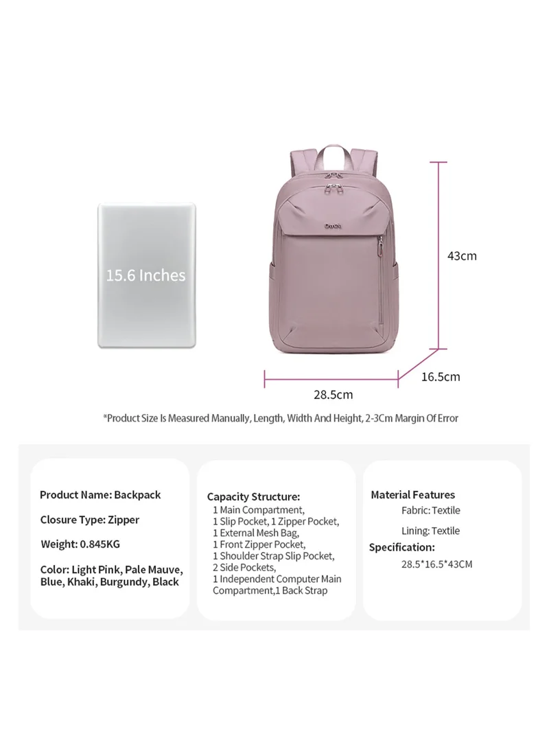 Chantria Light Pink Premium Lightweight Laptop Backpack for Women Water Resistant Multifunctional Anti-Theft Daypack with Built in USB Port, CB00633, Light Pink for Women | Best Price UAE