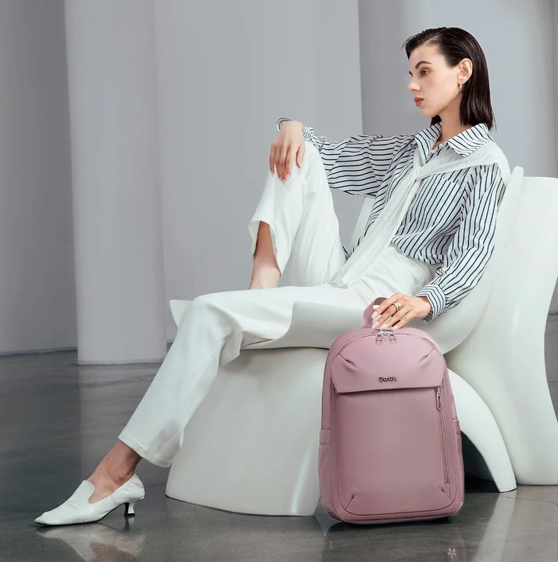 Chantria Light Pink Premium Lightweight Laptop Backpack for Women Water Resistant Multifunctional Anti-Theft Daypack with Built in USB Port, CB00633, Light Pink for Women | Best Price UAE