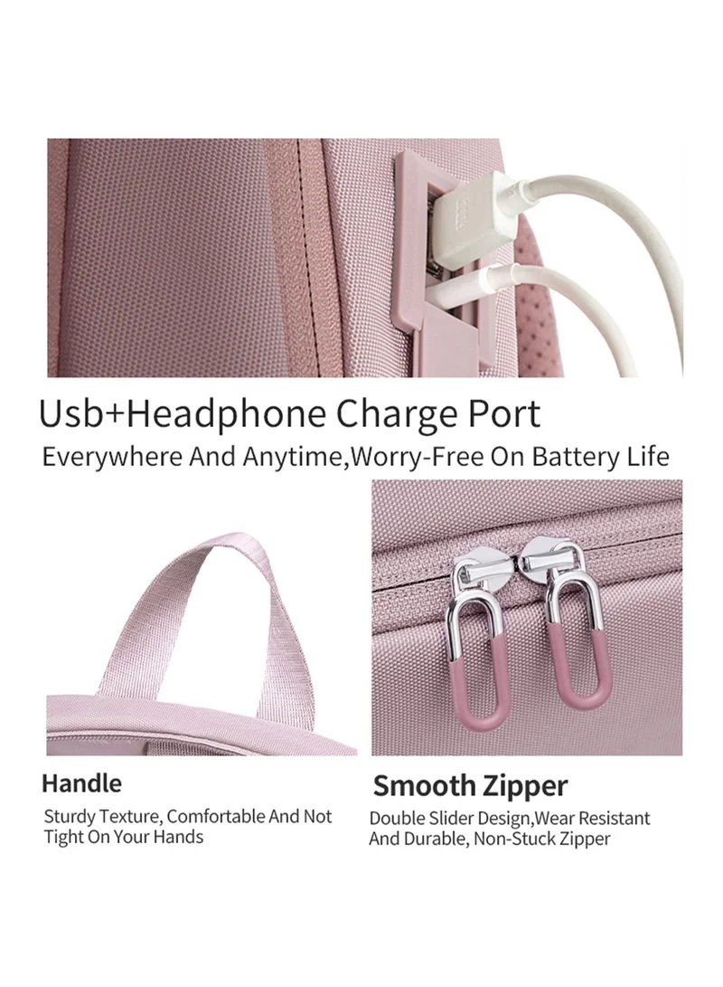 Chantria Light Pink Premium Lightweight Laptop Backpack for Women Water Resistant Multifunctional Anti-Theft Daypack with Built in USB Port, CB00633, Light Pink for Women | Best Price UAE