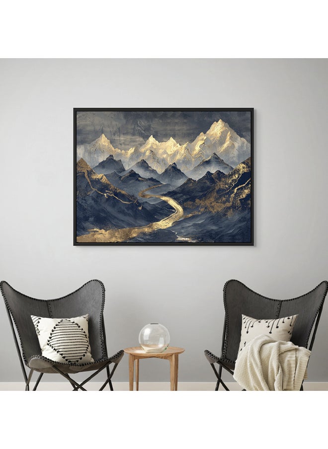Art Decor Art Decor Framed Canvas Abstract Black and Gold Mountain Landscape Wall Art Print Wall Decor for Home Office Living Room Bedroom Gifting  - Image 2